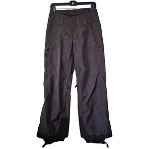 Patagonia H2NO Snow Pants Dark Brown, Pink Lining with Screen Pattern Size Small